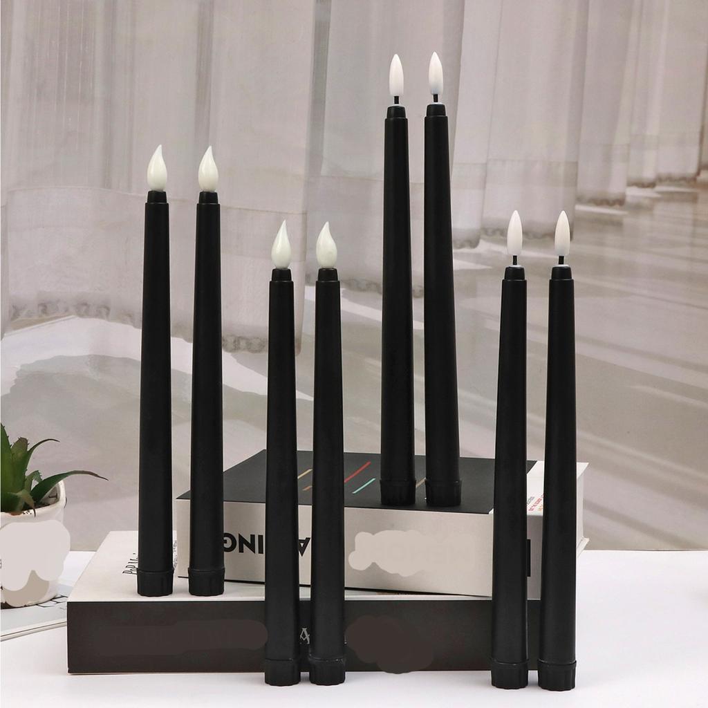 Led Electronic Long Pole Candle Light, Black Halloween Atmosphere Decoration Pole WaxSmokeless Candle