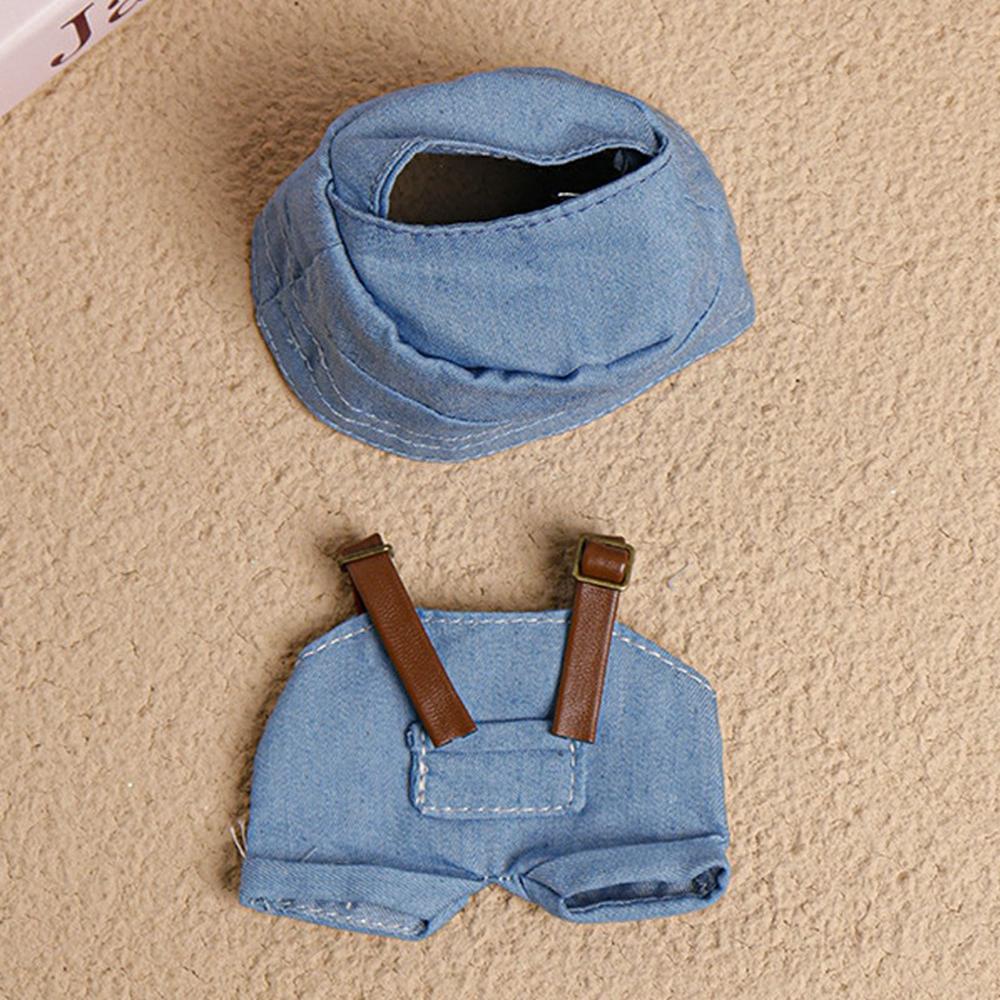 Doll Clothes Set with Fisherman Hat/Overalls Figure Outfit for 17cm 1st 2nd 3rd Dolls (No Doll)