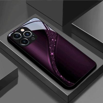 Fialový Černý Třpytivý Zakřivený Vzor Hvězdného Světla Tvrzené Sklo Černý Kryt na Telefon Pro Samsung Galaxy S25 S24 S23 Ultra Plus FE