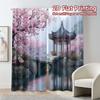 2pcs, 2D FLAT PRINTING Curtains (Without Rod) Cherry Pavilion Chic Pattern Curtains Versatile Polyester Curtains Outdoor