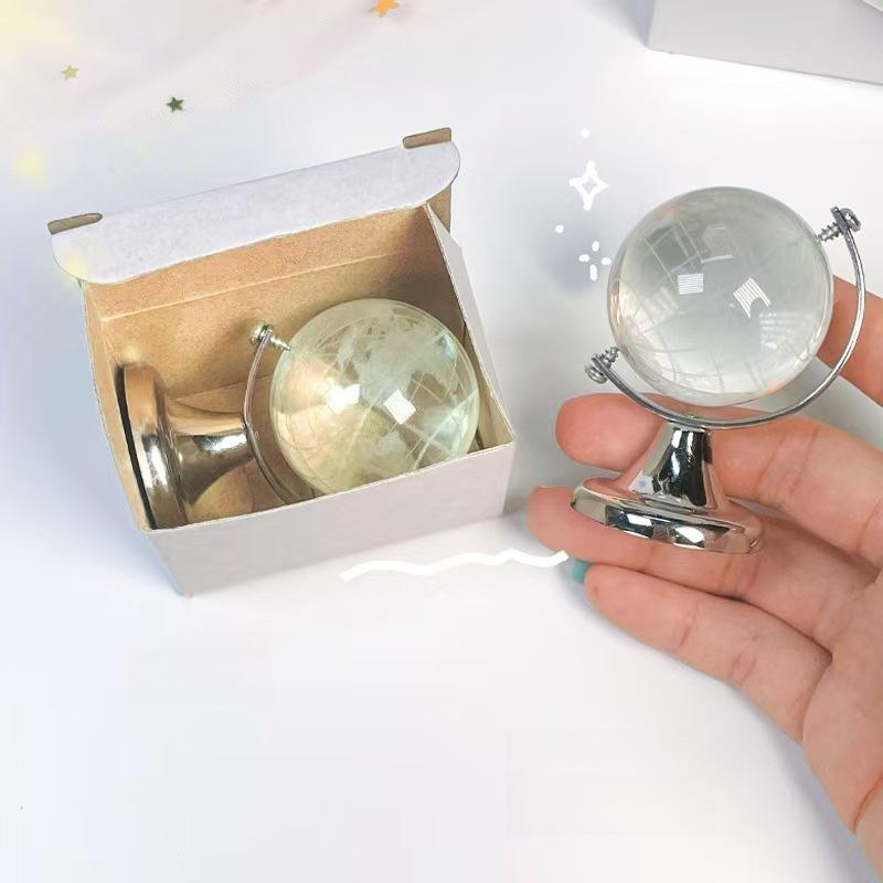 Mini Transparent Crystal Glass Globe Ornament for Home Decor