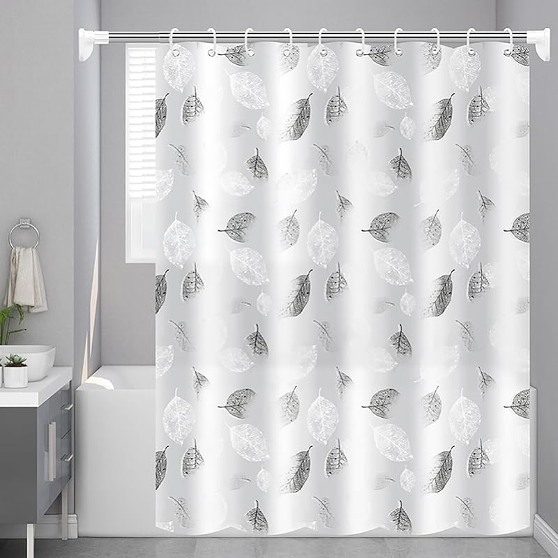 Shower Curtain Liner, 4G PEVA Green Leaf Shower Liner, Plastic Waterproof Shower Curta, 72x72 inch with Grommet Holes 3 Magnetic Weights
