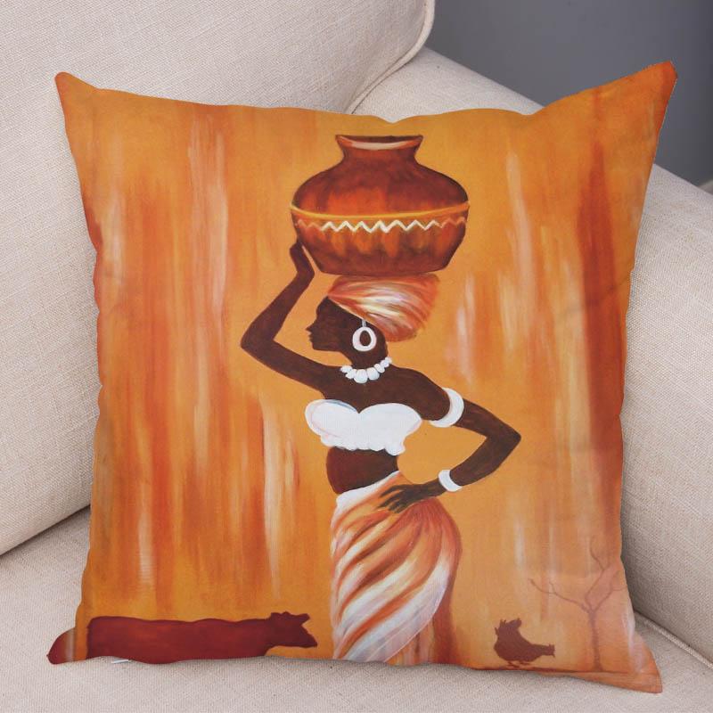 Abstract Painting African Living Pillowcase Woman Home Decor Gallery Exotic Cushion Cover