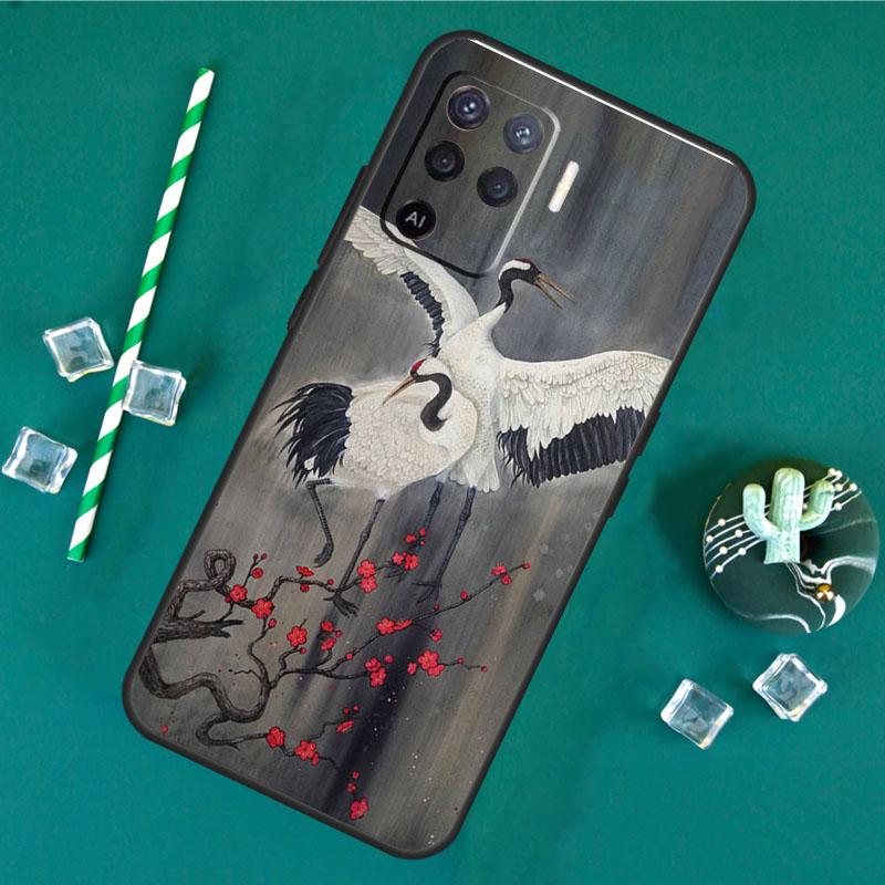 Red-crowned Crane Bird Phone Case For Oppo A18 A38 A58 A78 A98 A40 A60 A80 A91 A15 A17 A74 A94 A54 A57S A16 A76 A96