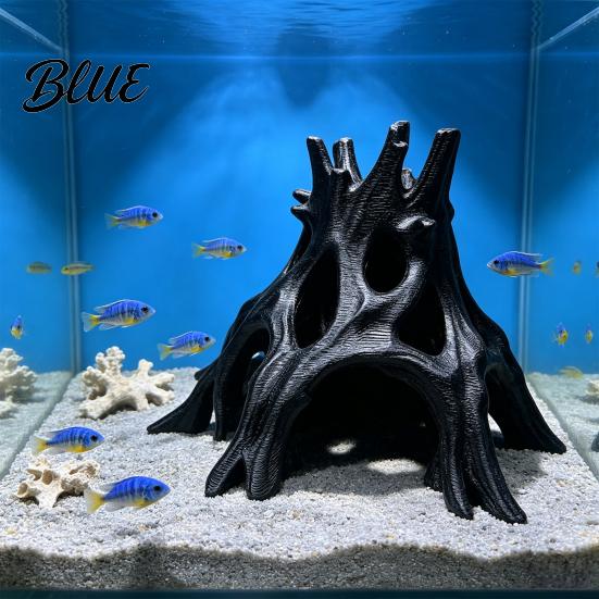 Shrimp Hiding Cave 3D Printed Aquarium Hideout, Hollow Tree Root Shaped Fish Tank Decoration, Accessories Breeding Shelter for Shrimp, Cichlids, Small