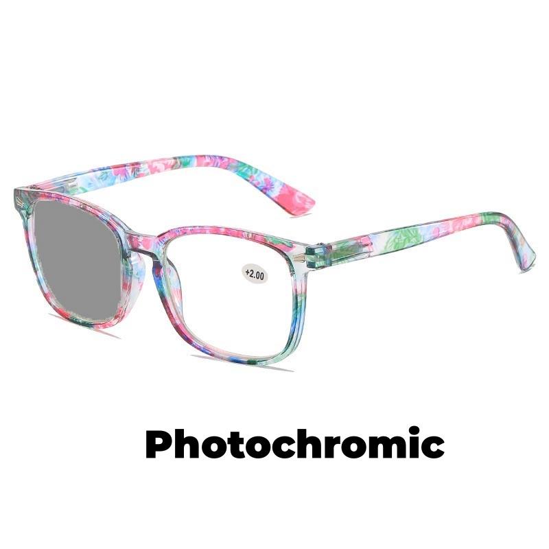 

New Photochromic Presbyopia Glasses Characteristic Floral-Print Uv Protective Unisex Eye Protection Eyeglasses 0 To +4.0 +4.0
