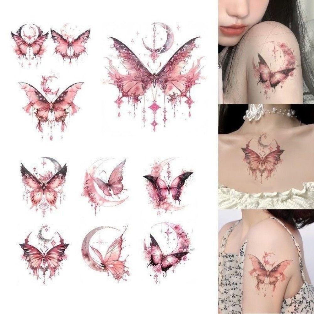 Waterproof Butterfly Tattoo Stickers Moon Pattern Flower Tattoo Stickers  Female