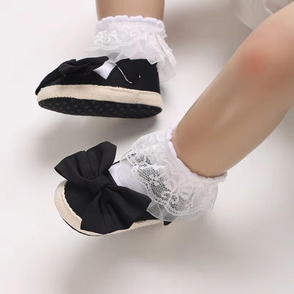 Non-slip Baby Girls Shoe Solid Color Infant Newborns Crib Shoes Butterfly Knot Shoes  Newborns Crib