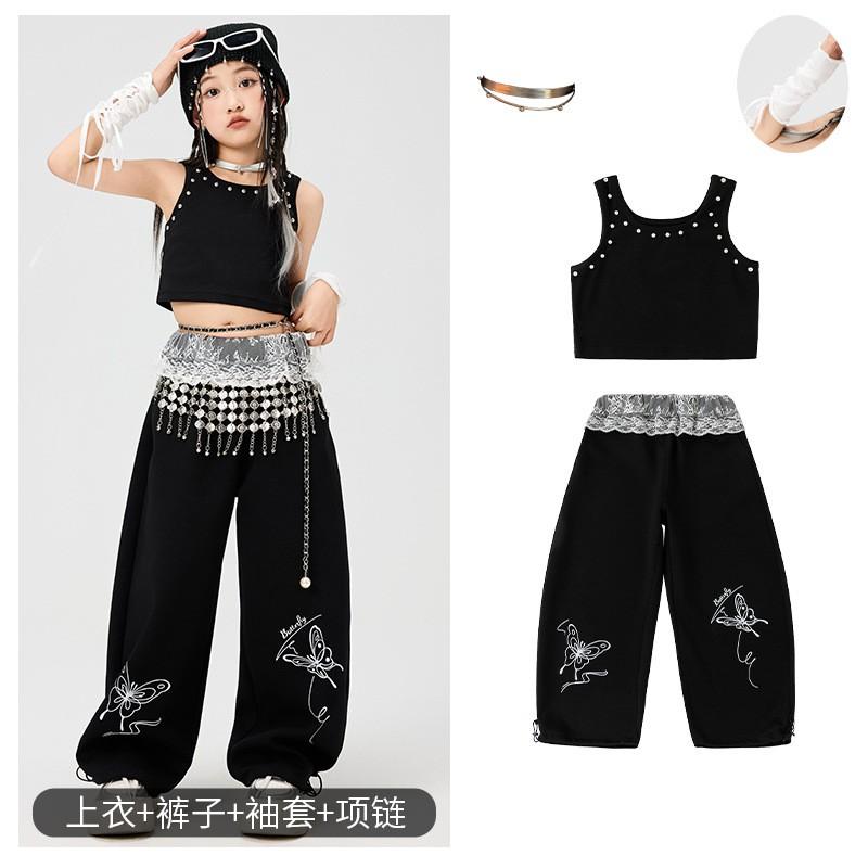 Girls Hip Hop Dance Outfit Kids Jazz Performance Set Streetwear Stage Show Competition
