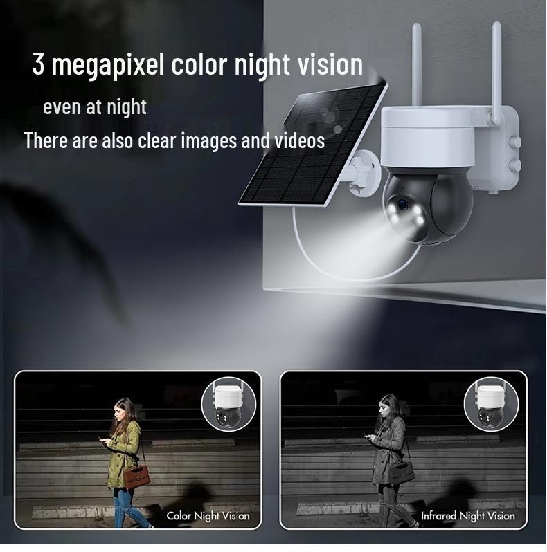 Tuya 3MP Solar-Powered Outdoor WiFi IP65 Waterproof PTZ Dome Camera