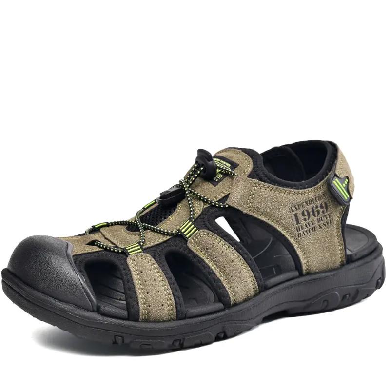 Fashion Summer outdoor men's slippers Leather men comfortable fashion casual beach sandals 2024 new plus-size men's walking shoes