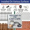 2D Flat, 1pc Vintage Cat Cafe Metal Sign - Welcome To Cat Cafe with Paw Print & Kitten Design - Rustic Wall Art for Outdoor, Pet-Friendly Decoration