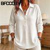 Women's Fashion POLO Neck Long Sleeve Autumn Winter Casual Blouses & Shirts