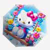 1pc Hello Kitty Floral Swing Design Automatic Opening/Closing Umbrella - Portable Folding Design with 8-Rib Iron Frame, Perfect for Outdoor Use, Festi
