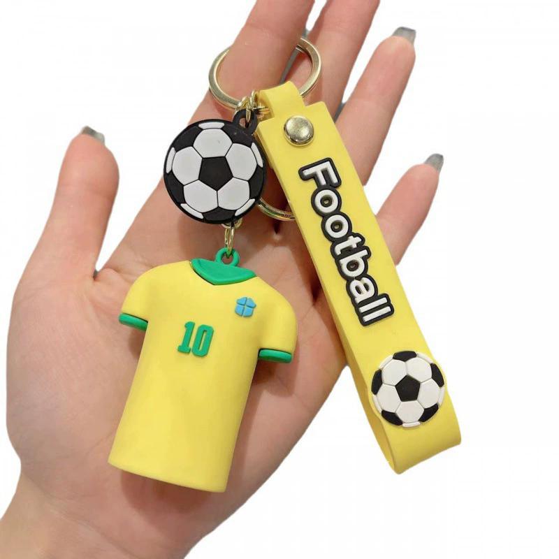 1Pc Silicone Football Jersey Keychains - Sporty Football Match Souvenirs, Boys' Backpack Charms, Car Key Accessories, Ideal Gift for Sports Fans|