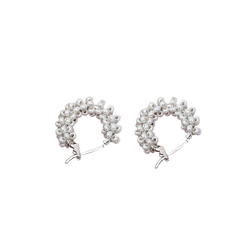 Korean Style C-Shaped Millet Bead Ear Cuff - Simple, Versatile, and Fashionable Earrings for Women