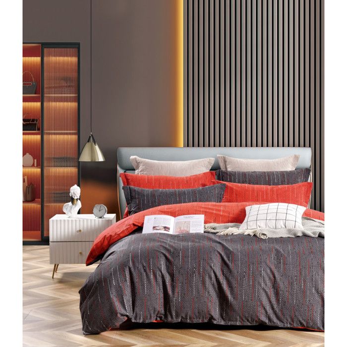 Parure de couette  Imprimé double face  percale pur coton peigné 80 fils/cm² pour lit 160 à 180 King Size - Parure 260 TA-11-25