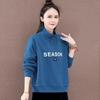 Women's Fleece-Lined Half-Zip Letter Print Sweatshirt - Winter Style, Petite Loose Fit