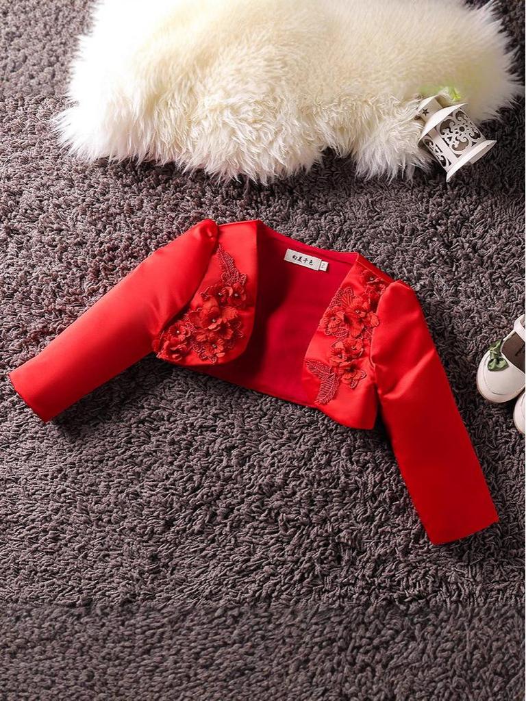 Girls' Long-Sleeve Princess Evening Cape Shawl for Flower Girl or Baby Girl Wedding Dress.