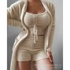 Women Casual Tops and Pants Women's Warm Plush Sling Top + Pants (No Outerwear