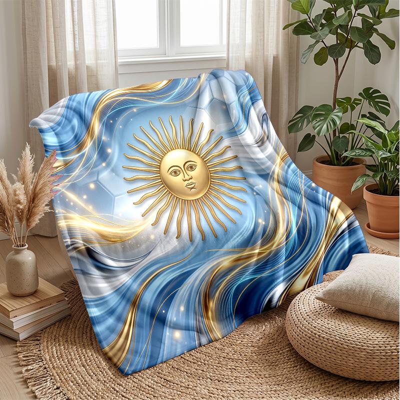 Argentina Football Printed Flannel Blanket Skin Friendly Warm Decorative Throw for Indoor Couch Bed Daily Use