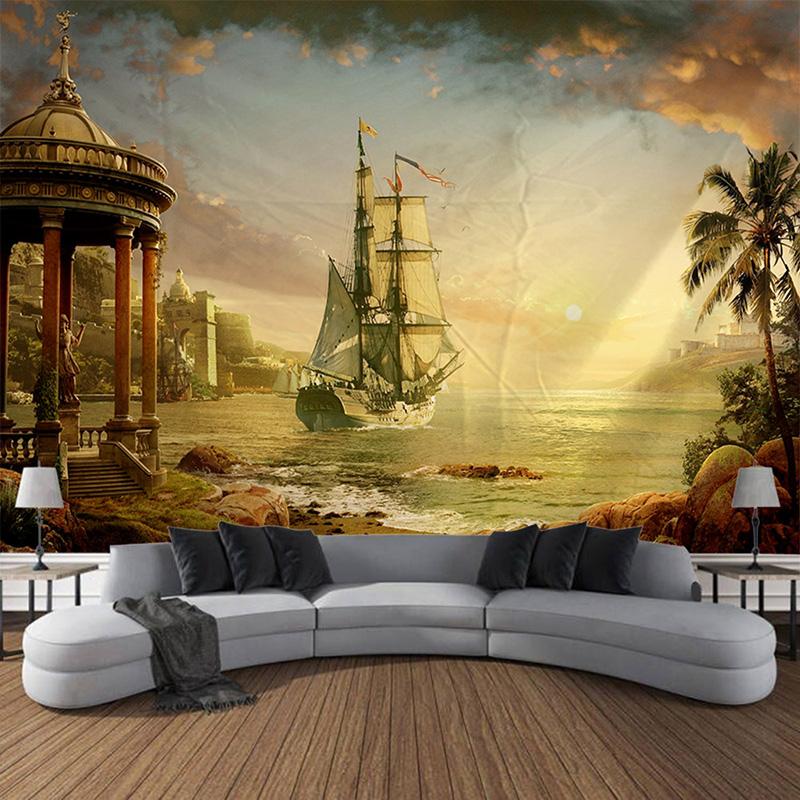 Nautical tapestry pirate ship wall hanging psychedelic decoration aesthetics living room bedroom dormitory wall decoration