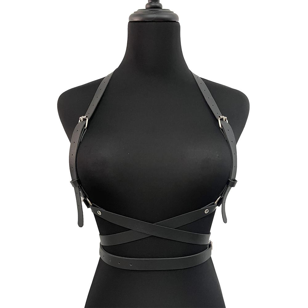 Trendy Dámské Kožené Sexy Spodní Prádlo Bondage Tělesní Postroj Pás Goth Nastavitelná Podprsenka Podvazky Fetišové Oblečení Korzet Popruhy Pásy