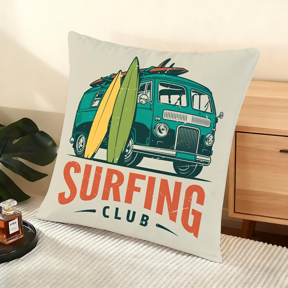 Surfen Patroon Kussenhoes Zacht Kort Pluche Kussenhoes Gladde Gezellige Textuur Esthetische Kussenhoes Woondecoratie