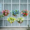 Artificial Flower Hanging Basket With Bow Decor Woven Fabric Floral Wall Home Interior Modern Dcor