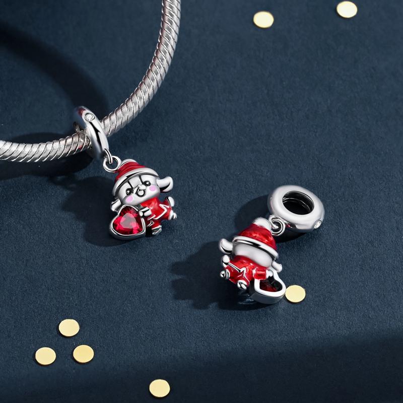 Charms Bead Copper Dog Hug Red Heart Pendants Fit Bangle Bracelet Necklace Diy Jewelry