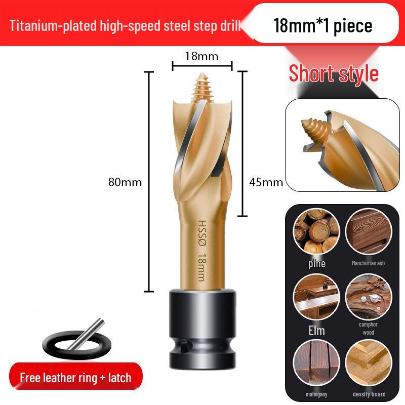 Vysokorychlostní stupňovitý vrták potažený titanem pro elektrický klíč - Otvírák otvorů do dřeva s vysokou tvrdostí a prodloužený vrtací nástroj.