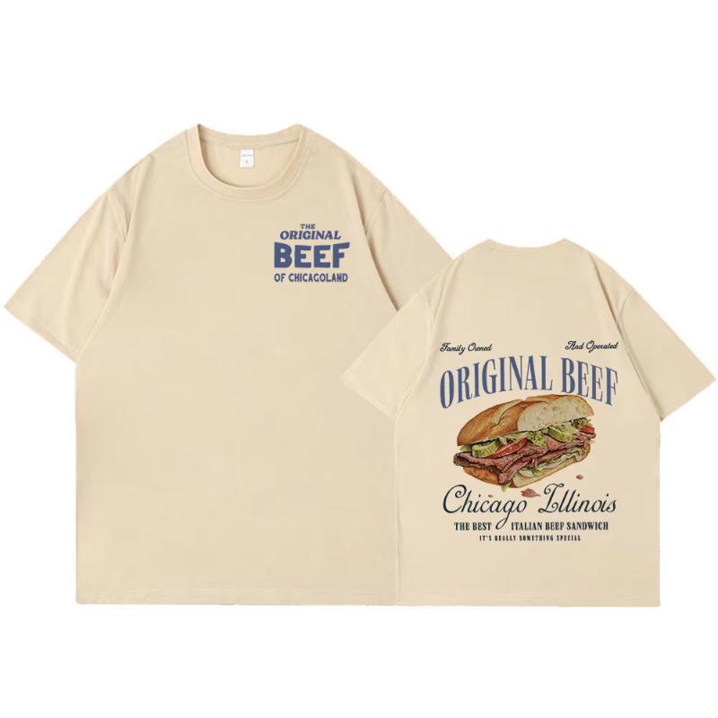 

Restaurant Sandwich The Bear TV Show Tshirts The Original Beef of Chicagoland Tshirt Unisex Women Cotton Short Sleeve T Shirts S