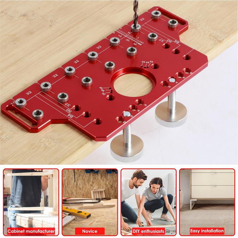 Wood Drilling Dowelling Guide Aluminum Alloy Power Tool Accessory Jigs Wear-Resistant Pocket Hole Jig Multiple Mounting Sizes