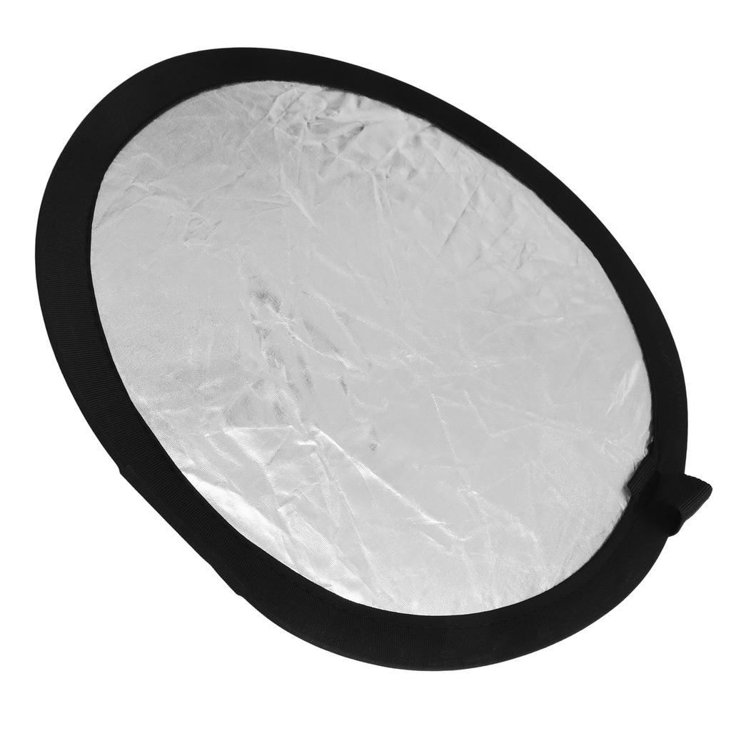 Disc Light Reflector 11.8in Round Silver White Collapsible Double Sided Photo Reflector for Photography