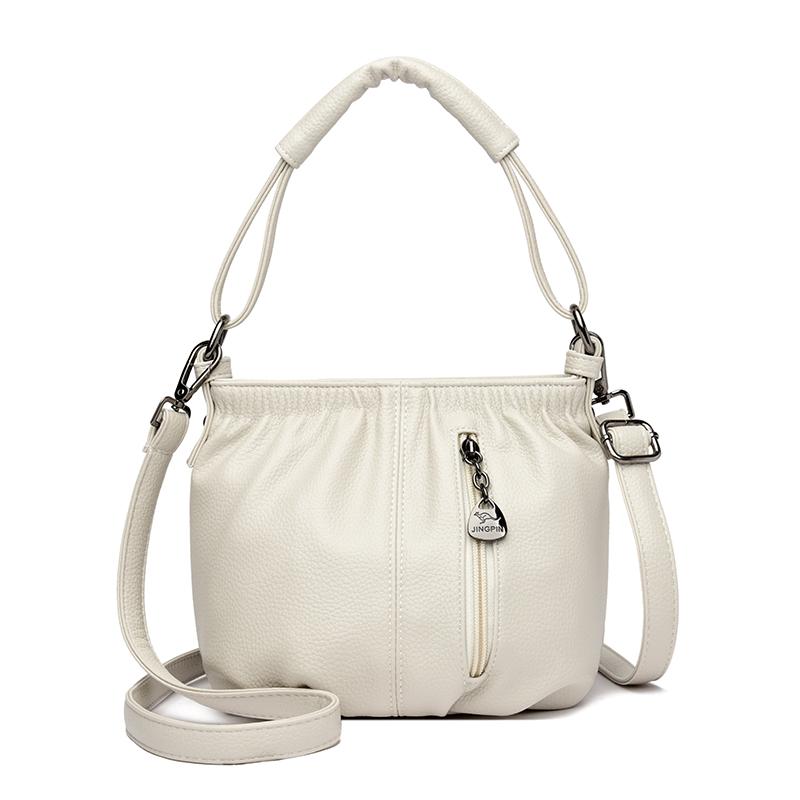 

Bag Leather Women Handbags Female Leisure Shoulder Bags Fashion Purses Vintage Bolsas Large Capacity Tote Bag (20cm Max Length 30cm) белый