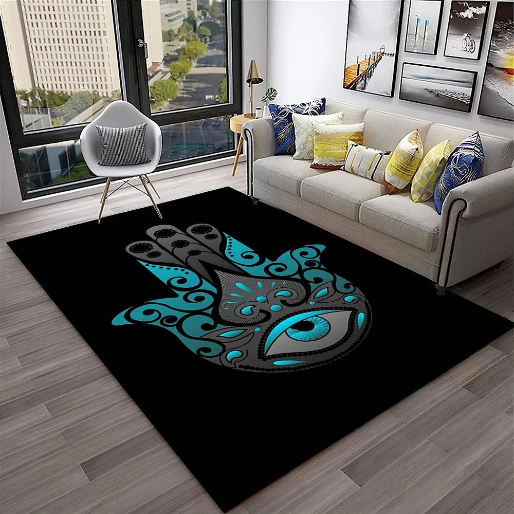 3D Evil Eye Nazar Tree of Life Carpet Rug for Home Living Room Bedroom Sofa Playroom Doormat Decor,Area Rug Non-slip Floor Mat