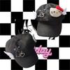 DIY Cat Wings Beret Y2K Cool Girl Subculture Baseball Cap with Trendy Pin