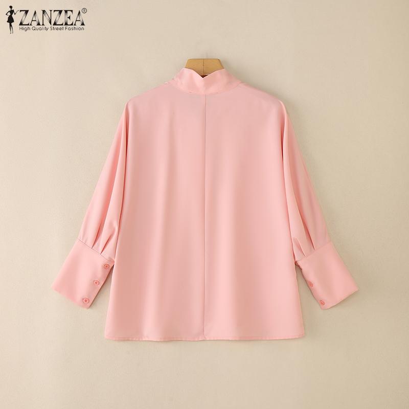 ZANZEA Women Classic Collar Loose Casual 3/4 Sleeve Plain Blouse