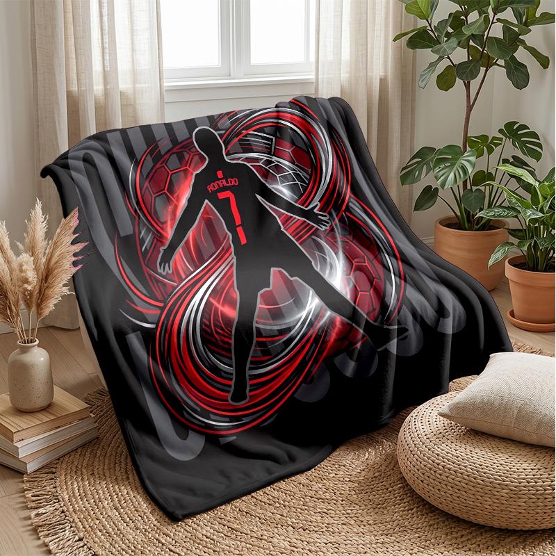 Cristiano Ronaldo Printed Flannel Blanket Skin Friendly Warm Decorative Throw for Indoor Couch Bed Daily Use