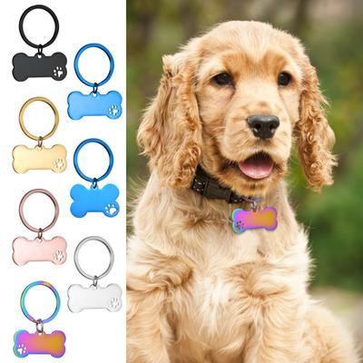 Rostfritt Stål Ihåliga Paw Bones Titanstål DIY Husdjursbricka Hundbricka Kattbricka