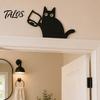 Bathroom Door Decoration Nosy Black Cat Topper Decor, Halloween Corner Acrylic Indoor Doorway Statue Top Figurine for Bedroom Home Gift Lovers