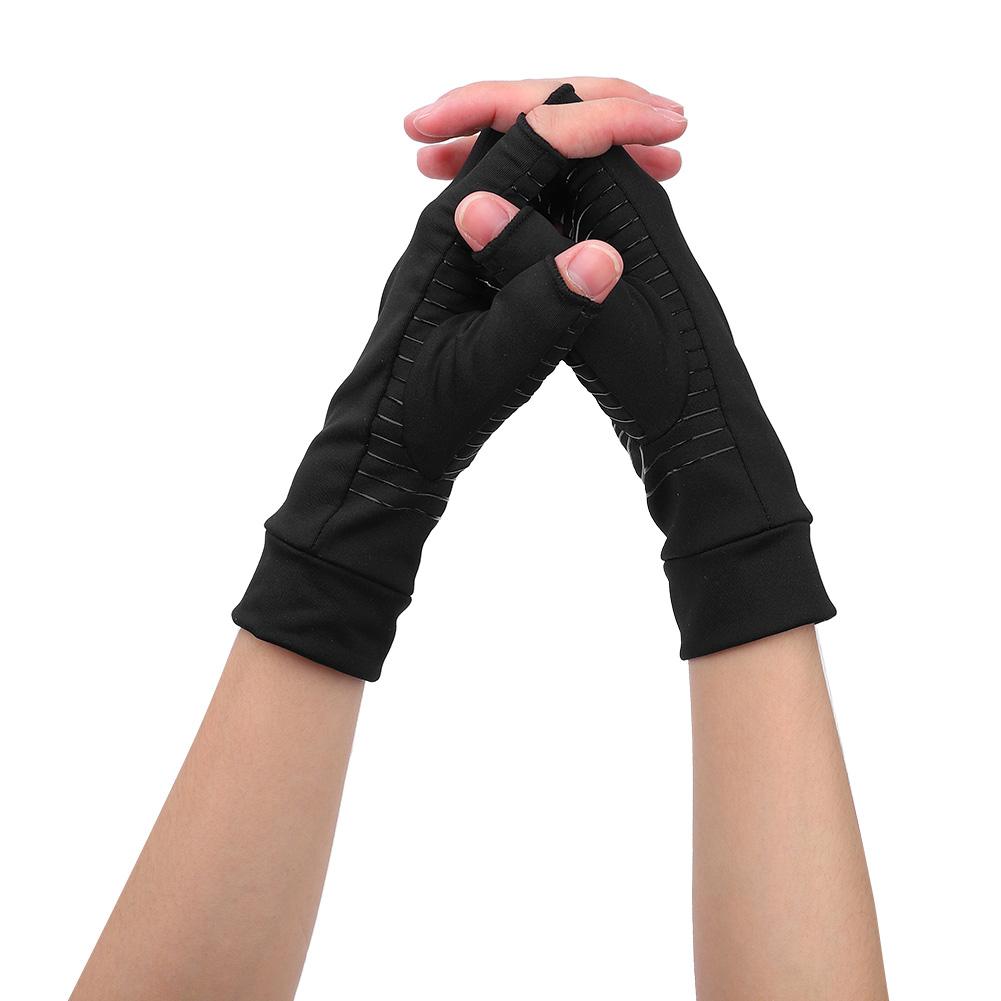 1 Pair Open Finger Arthritis Compression Gloves Copper Infused Content Therapy Gloves