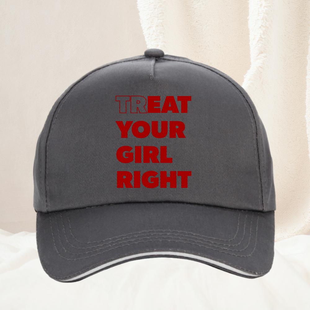 Eat Treat Your Girl Right Fun Lettering Print Baseball Cap Fashion and Versatile Outdoor Sun Protection Hats