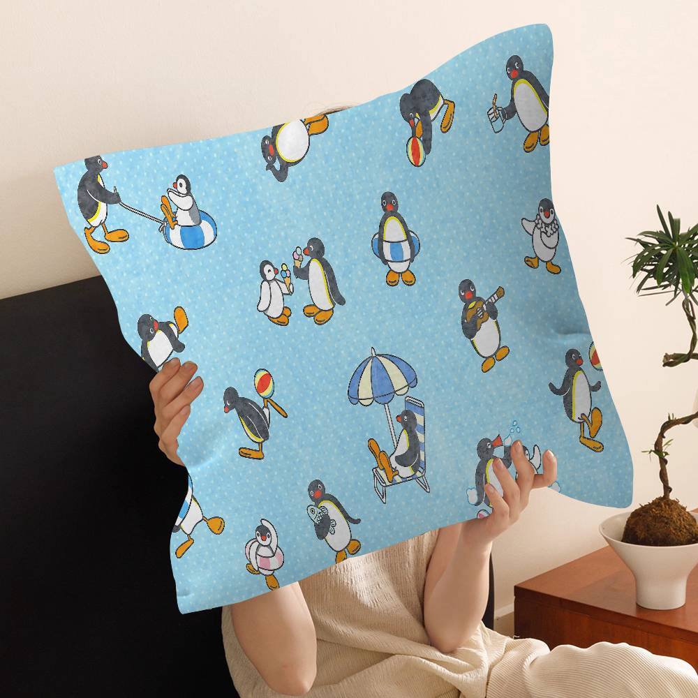 Cartoon Pingu Penguin Lucky Dragon Pillow Cover Sofa Cushion Cover Home Room Decoration Children Gift