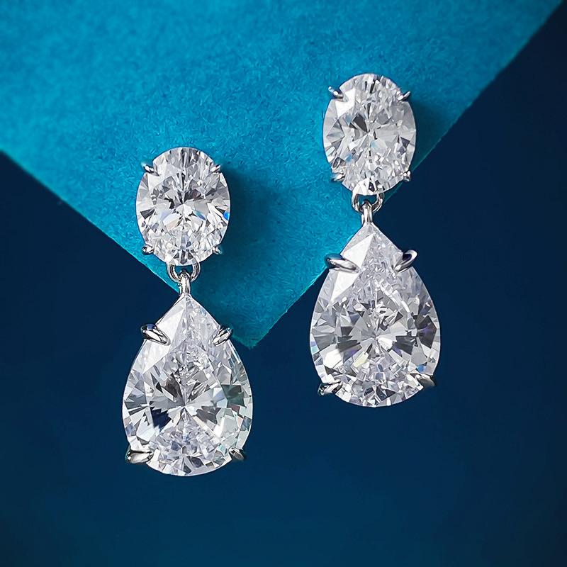 

Xiancan 2024 Pear-Shaped Diamond Water Drop Earrings for Women 925 Silver