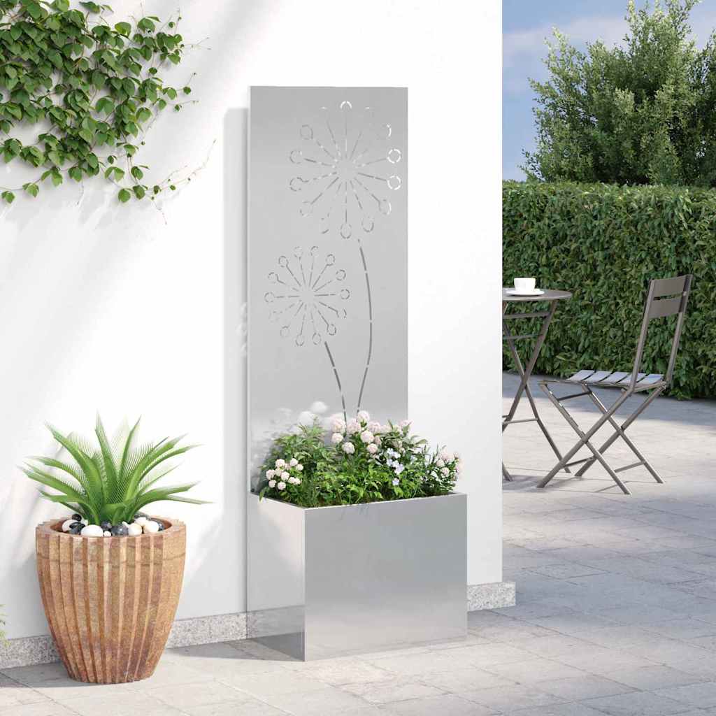 Garden Privacy Screen Canvas Silver 50 X 150 Cm Stainless Steel