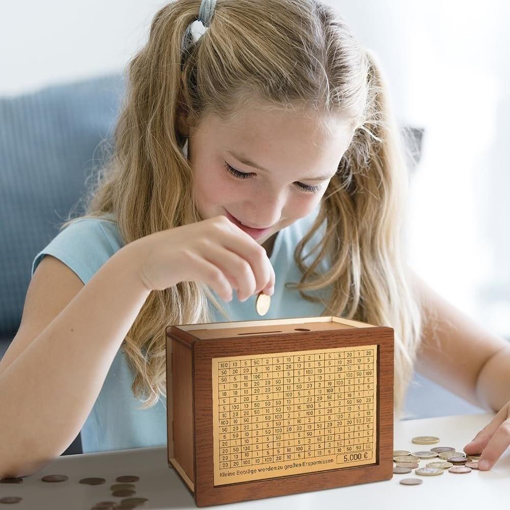 Reusable Coin Tray Storage Case Wooden Money Storage Bank Crafts Money Saving Box Children Gifts