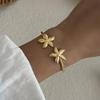 Summer Marine Elements Waterproof Cuff Bangles for Women Gold Color Starfish Shell Turtle Open Bangles Trendy Jewelry Gifts