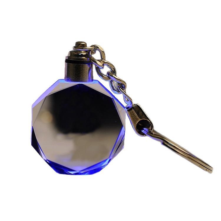 Crystal Keychain with Customizable Inner Carving - White Blank for Logo or Image, Small Gift Pendant