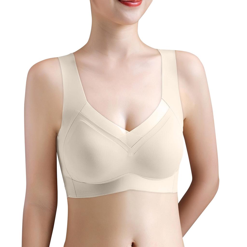 Seamless Underwear Women's Thin Large Size Bra Beautiful Vest  One-piece Fixed Cup Push-up Bra